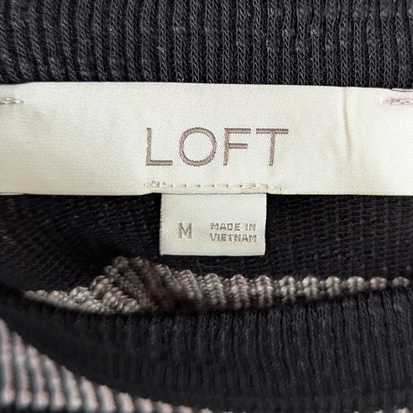 LOFT Striped Black Tan Stripe Sleeveless Tank Top Medium - Picture 3 of 7